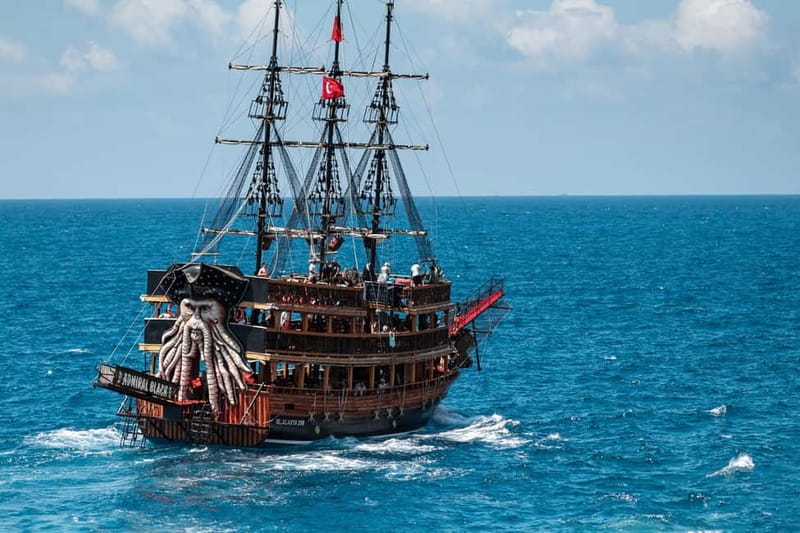 Alanya: Pirate Boat with Transfer, Lunch & Unlimited Drinks - The Cave Stops: Photos First, Then Swim Time Near the Real Fun