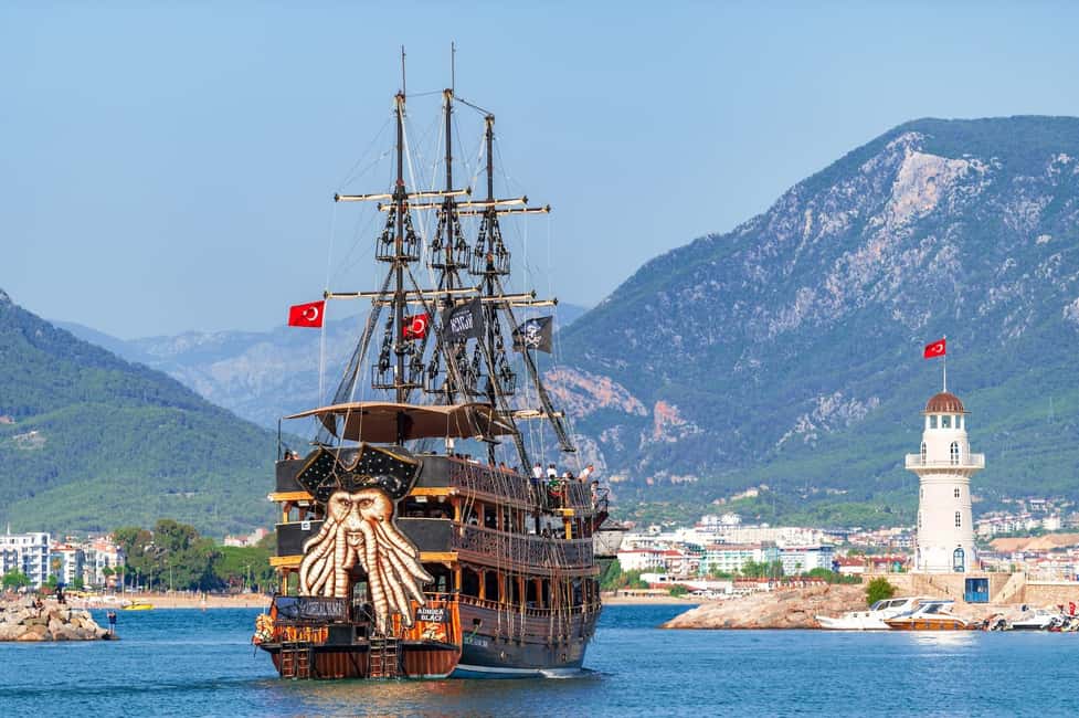 Alanya: Pirate Boat with Transfer, Lunch & Unlimited Drinks - Red Tower, Castle Walls, and the Shipyard—Sights You See While You’re Relaxing