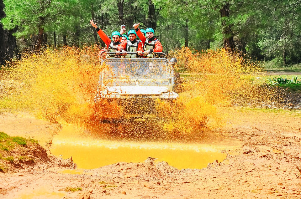 Antalya: Ziplining, Rafting, Jeep Tour & Quad Safari w/Lunch - Zipline time: safety briefing, then you soar over the ground