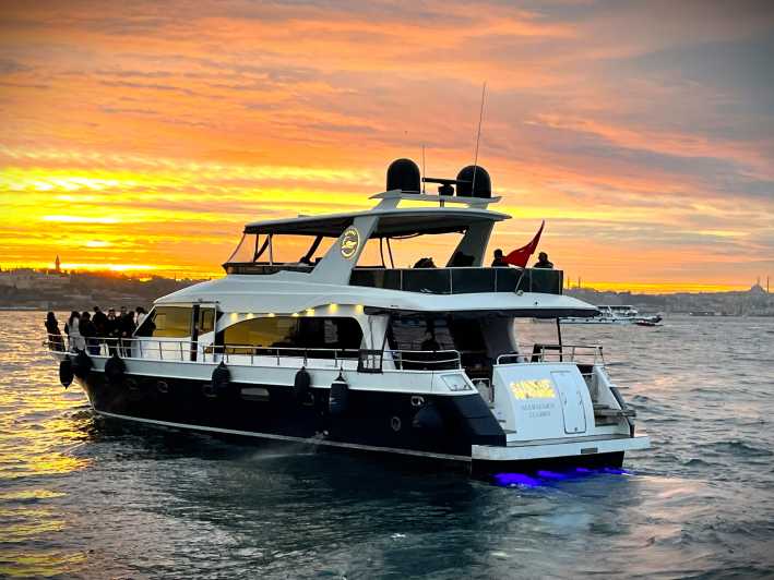 Istanbul: Bosphorus Sunset Yacht Cruise with Live Guide - The Yacht Experience: Snacking, Drinks, and Photo Help