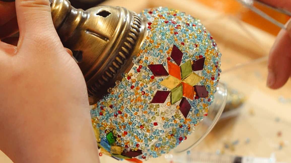 Istanbul: Turkish Mosaic Lamp Workshop w/ Materials Included - What You Take Home: Lamp, Packaging, and a US Adapter